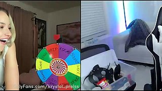 Close up with teen blonde sex doll rubbing her cunt