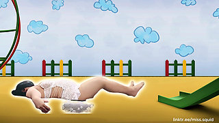 Miss Squid Exercises in White Lingerie