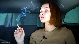 Sexy Russian Babe Smoking Cigarette Natural Setting