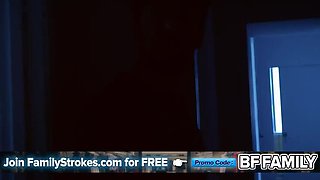 Curvy Stepmom Fucks Horny Stepson Raw in Husband's Bed - Britney Amber, Logan Pierce