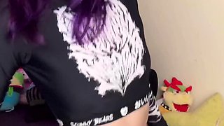 Solo brunette masturbation and striptease