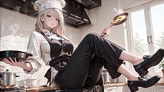 So Slutty Female Chef! Cooking Seriously in the Kitchen, Total Oiled Slut in Bed