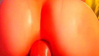 Redhead overalls anal in field, purple hair bedroom cum bath
