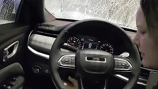 Car Wash Blowjob and Breaking the Condom POV
