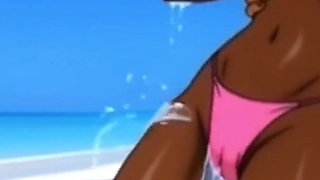 Beach Slutty: Sexy African Girl Enjoys Life on a Paradise Beach and Unexpectedly Meets a Lustful White Guy