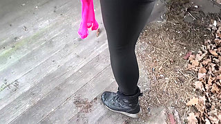 Naked in Fishnet Pantyhose the Breasts and Ass Spanked