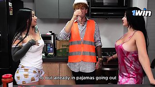 Engineer joins sleepover TRIO of MILF and pals for greatest