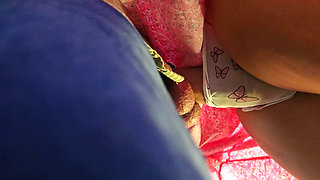 Old Guy Rubs His Dick Under Girl's Skirt On Subway and Fill Her Panties With CUM