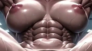 Extremely Muscular Girl Tied up in Gym - Big Clit Swollen Pussy Aroused