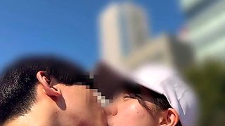 Asian honeys outdoor handjob