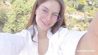 Glasses Daniela gets soaked copying her favorite on screen