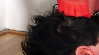 Giantess Lady Red Pantyhos Big Feet Licking!