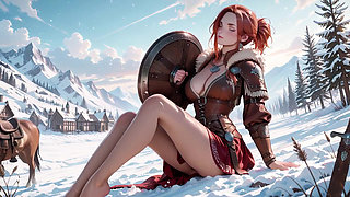 Forbidden Leather Armor Seduction in Medieval Village. Cold Queen Unzips Her Gear & Goes Wild!