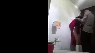 New Instagram Viral Risky Office Sex: Government Employee in Red Suit Bathroom Quickie