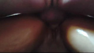 Two Petite Brunettes Spit Roast a Guy - Blowjob, Strap-On & Sex Machine Fucking Leads to Dripping Creampie