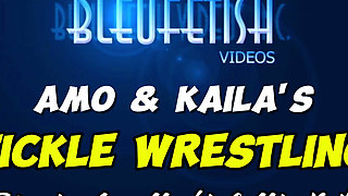 Tickle Wrestling! with Amo Morbia & Miss Kaila - These Two Friends, One Almost 6 Feet and One Lower 5 Feet, Decide to Have a Wre