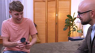 DILF prof uses large dildo on stepson