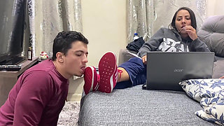 Kiffa Ignores Foot Slave While He Licks Her Sneakers Clean