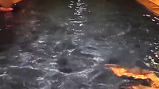 Hot Wife Risking Fucking in Public Pool at Night