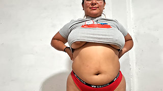 Big Breast Latina Bounces Around in Her Underwear