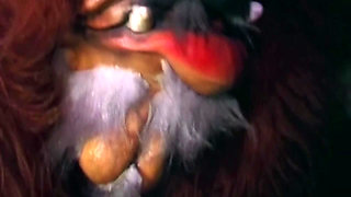 Mature Blonde MILF Sucks Hairy Bear Cock Outdoors