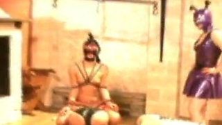 Bondage and wrapped in foil humiliating