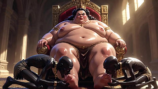 Huge BBW Mistress Foot Worship - Slaves Licking Her Feet to Ecstasy