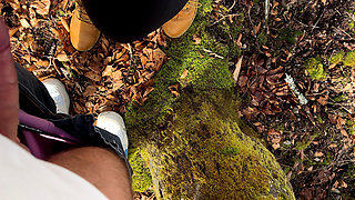 Outdoor Forest Fun - Wet Handjob, Deep Blowjob and Risky Doggy Fuck