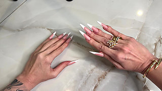 French Manicure Long Nails and Long Fingers