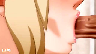Tsunade blows this cock like a true mature woman