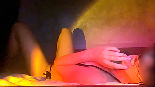 Beauty in a Swimsuit Caresses Herself with Fingers at Bed and Got Orgasm