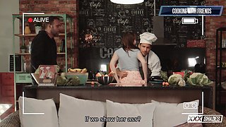 Luna Rival Tempts While Boyfriend Watches in Kitchen