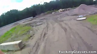 Hardcore glasses - fucked on a construction websites