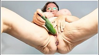 Horny Granny Masturbate By Cucumber