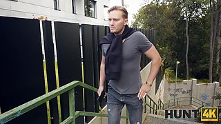 Hot fiery latina Natasha Rios gets fucked by her muscular friend with big cock while her cuck husband watches it from the window