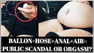 Pornstar In Belly Inflation Category Almost Pops On A Public Parking Lot As People Walk By