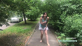 Gorgeous Brunette Is Playing Naughty in Your Park Without Panties!