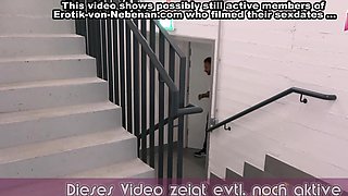 German neighbor persuades to blow job in the stairwell