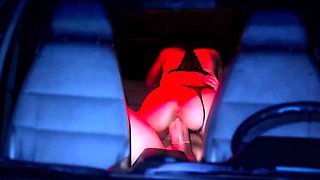 Whore Latina wife rides a guy's massive cock in a car backseat