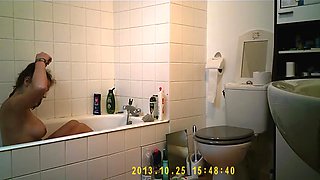 Cute teen gets caught on a toilet and in bath