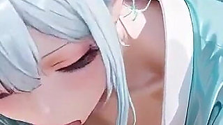 Silver-haired Maid in an Ice Palace! Red & Green Kimono, Legs Spread Wide in the Snow.