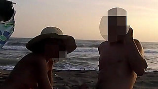 French Teacher Extreme Public Blowjob on Nudist Beach with Voyeurs and Cumshot
