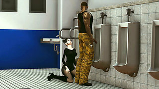 Men's Room. Asian Woman Wanted to Swallow a Stranger's Big Black Cock in the Toilet After Urinating. Emptie41