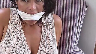 Office Self Bond: Secretary Latina Ties Herself up for Boss, Gives Blowjob and Foot Job Then Hogtied HD