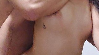 Creampie in the kitchen - Housewife gets fucked while