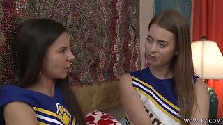 Hot Lesbian Cheerleaders Jill & Milana Explore Each Other's Bodies