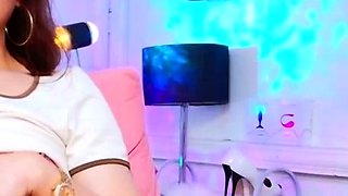 Sexy Ladyboy Teases Pussy in Pink Bedroom Live Part 5