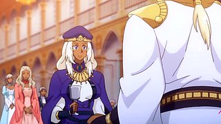 Titan dominates bride in bed after erotic anime feast