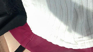 Stockings Suspender Belt Mini Skirt Without Panties and Big in Car