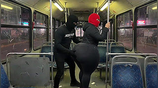 Big Ass Girl in Pink Leggings on the Bus Strips to Pink Thong